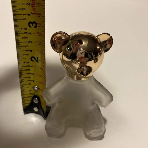 Vintage Avon Teddy Bear Decanter Bottle Frosted Glass Gold Lid With Box - Picture 5 of 6